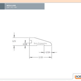 Réducteur à plancher en bois - M69 Transition pour plancher 3/4 - 3/4 x 2-1/8 - Dessin technique | Wood reducer for 3/4 flooring - 3/4 x 2-1/8  - Technical drawing